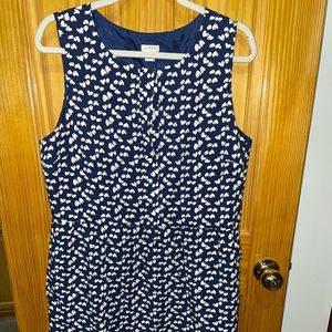 J Crew Factory Navy Blue Dotted Dress Womens Size 12